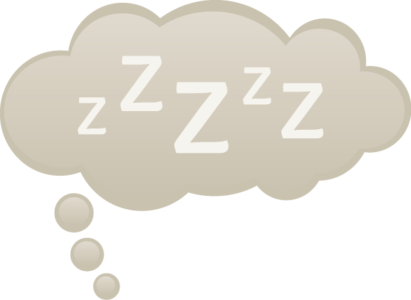 Illustration of a though bubble cloud with sleeping Z characters