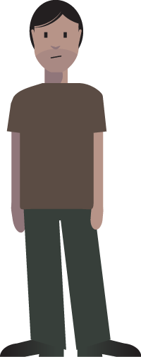 Illustration of an adult male wearing a brown shirt