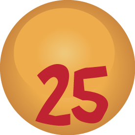Illustration of a bingo ball number 25