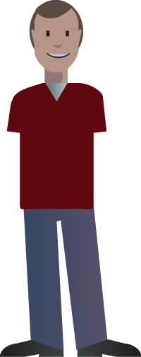 Illustration of an adult male wearing a dark red shirt